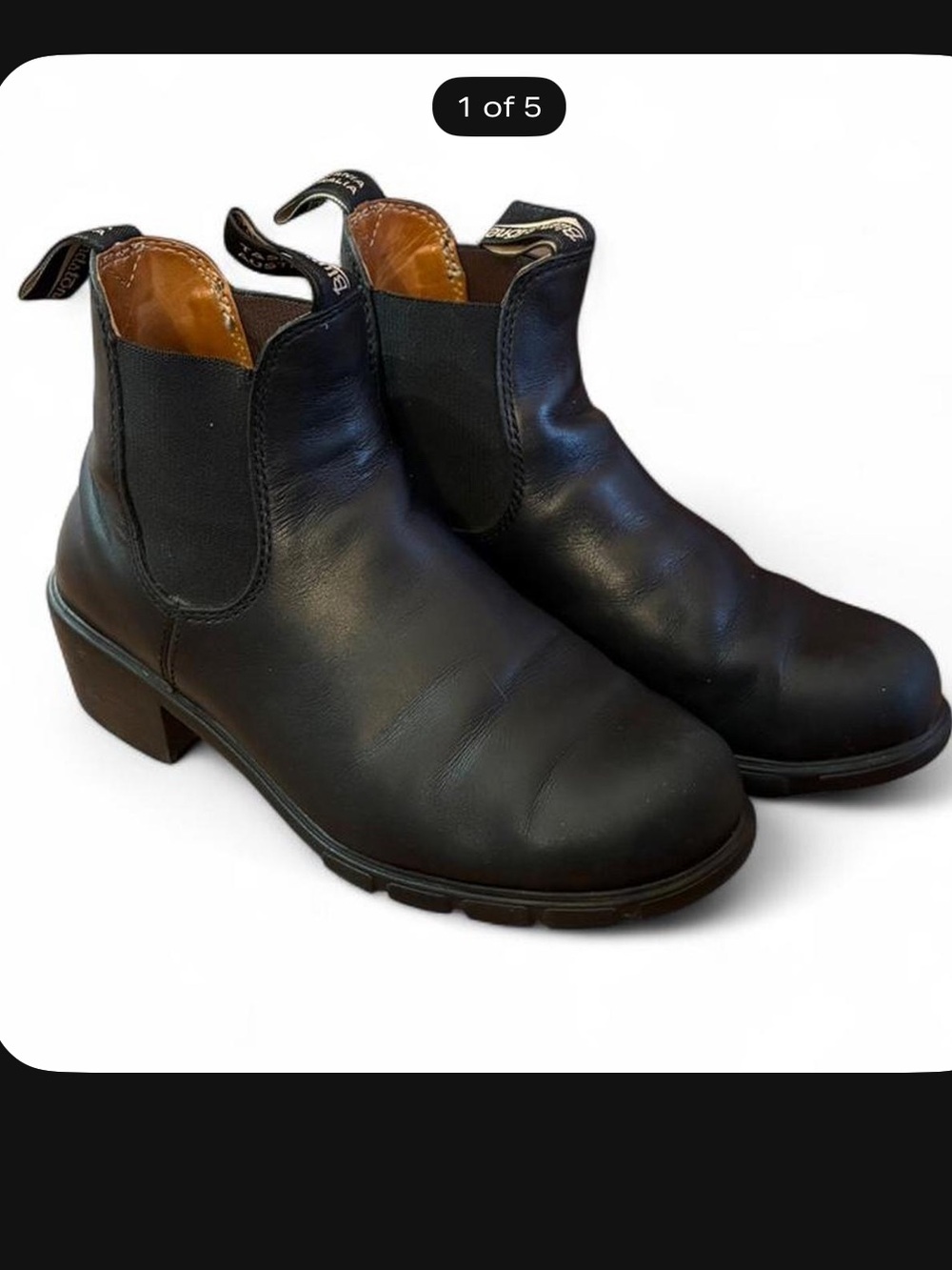 Women’s Heeled Black Leather Chelsea Boots size 7.5